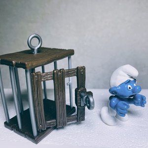 Super Smurf Series 40212 Cage Smurf / Vintage Peyo Schleich Smurfs Toy